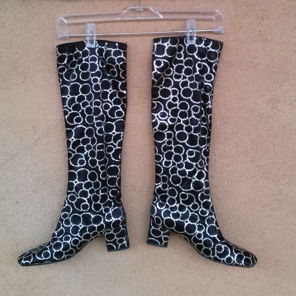 Vintage Shoes - 1960s Silver Glitter Go Go Boots Goloboots US7